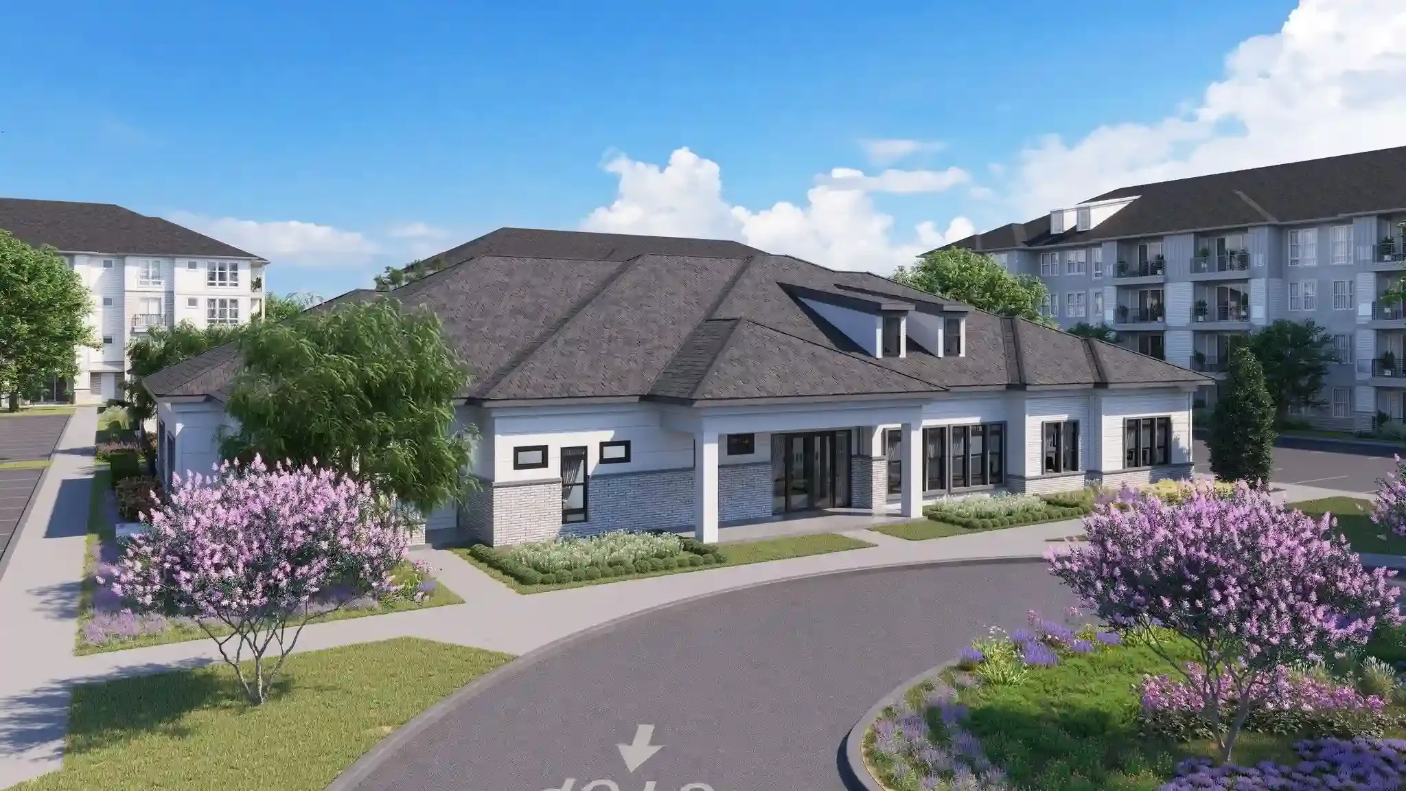 Wexford apartments exterior clubhouse rendering